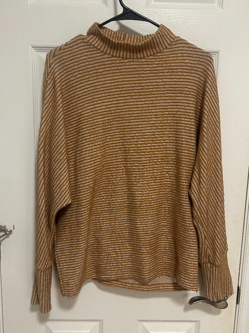 Out From Under Tan/Cream Striped Mock Neck Sweater M